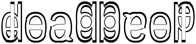 Ambigram for deadbeef in Liberationsansnarrow-regular